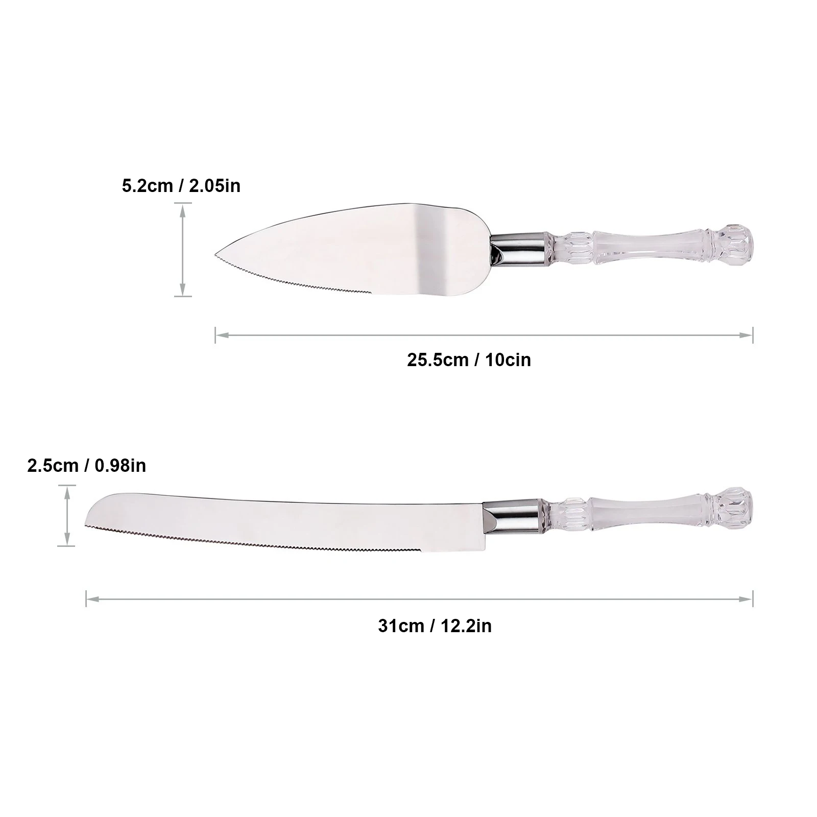 Juego de cuchillos y servidor para pastel, mangos de cristal, hoja de acero  inoxidable, cortador de pastel y espátula para pastel, para cumpleaños,  boda, fiesta de Navidad - AliExpress, image size:1600x1600