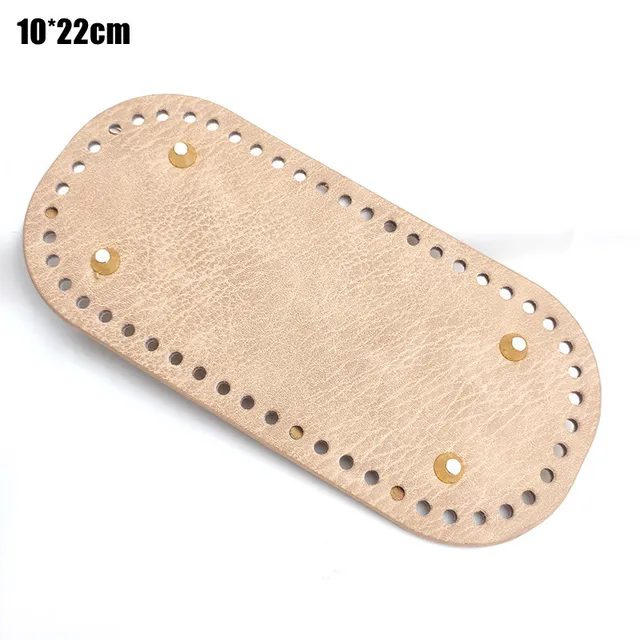 Long Bottom for Knitted Bags PU leather Bag Accessories Handmade Bottom DIY Crochet Bag Bottoms for Women Handbag khaki