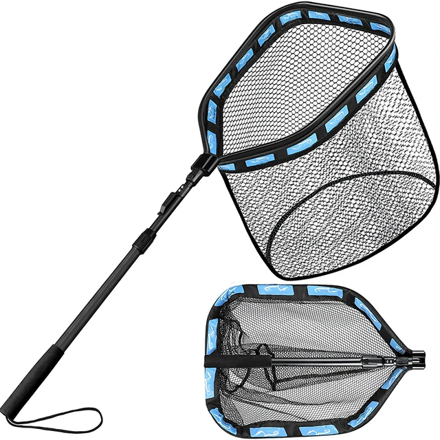 HISTAR Ultralight Portable Soft Rubber Mesh With Stainless Steel Handle  Fishing Tool Accessories Foldable Landing Net - AliExpress