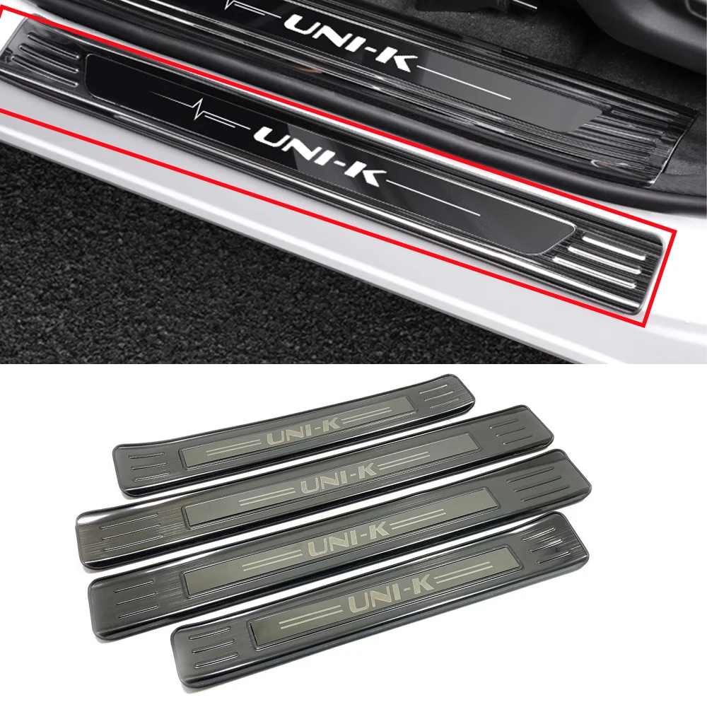 

Car Door Sill Scuff Plate Pedal Protection Trim Stainless Steel Black Garnish For Changan UNI K UNI-K Accessories 2021-2024