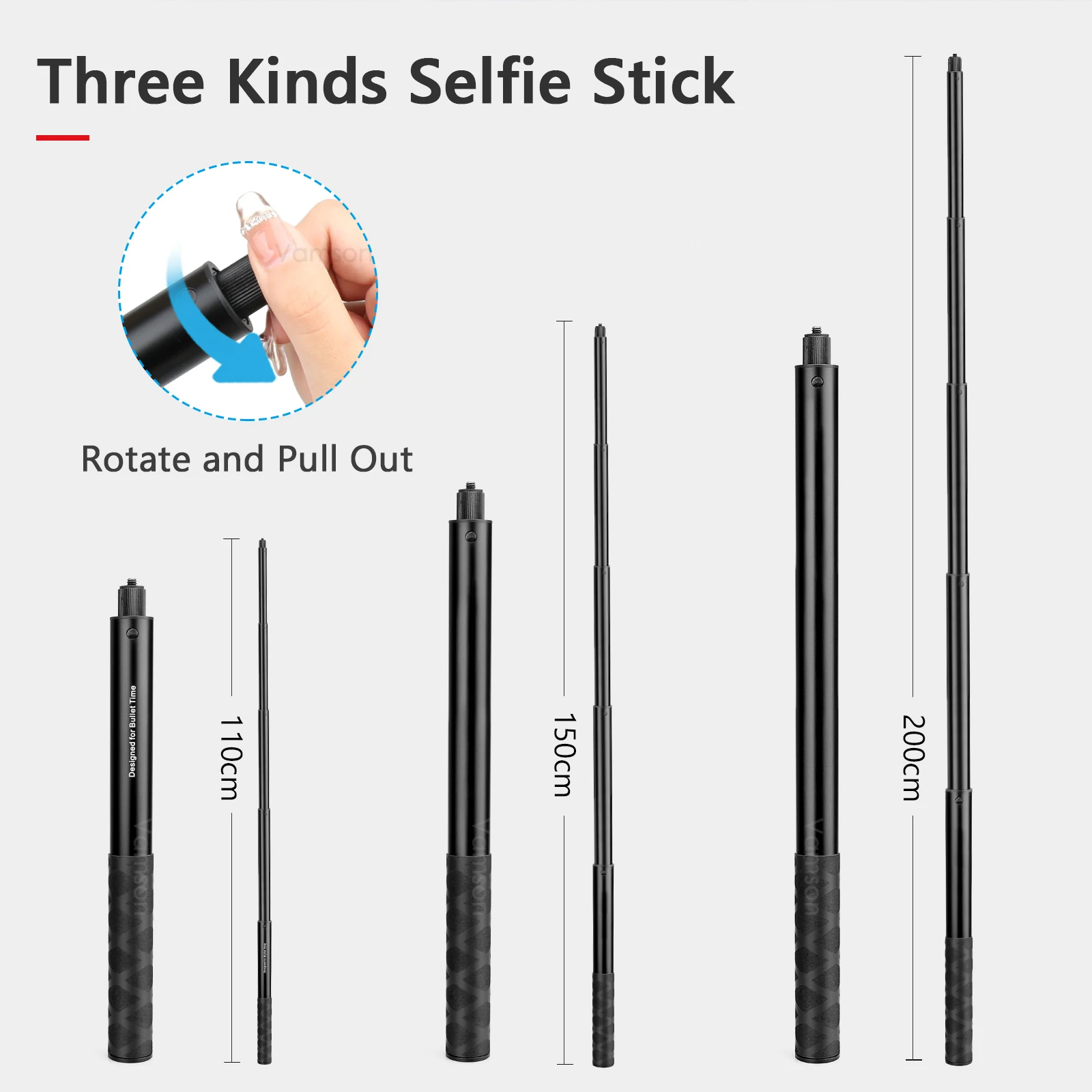 Vamson Invisible Selfie Stick For Insta360 X3 Rotating Bullet Time Handheld Tripod For Insta 360 ONE X2 ONE RS GoPro Accessories