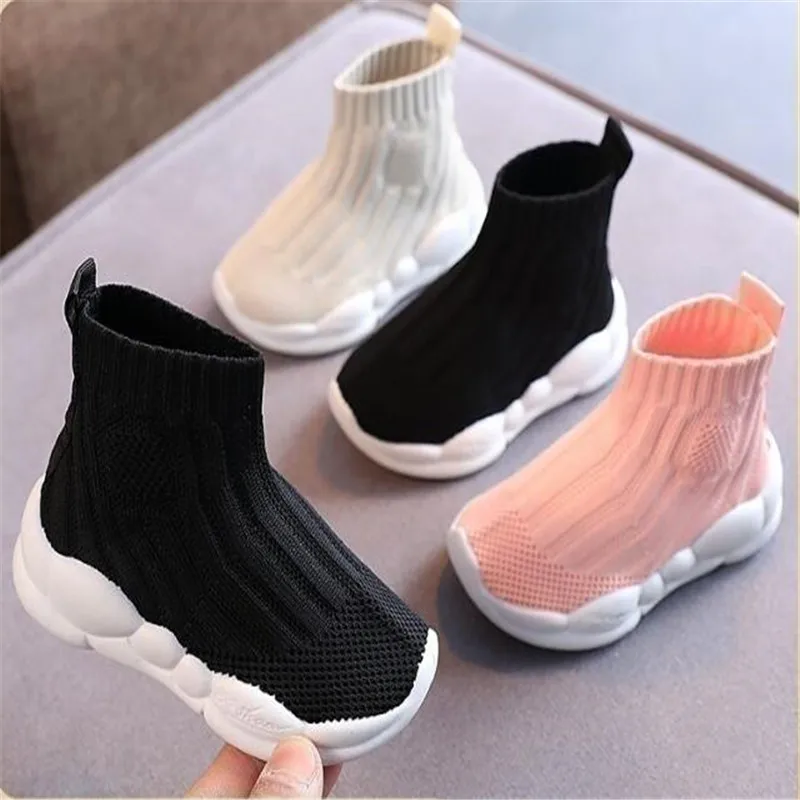 Black/beige Toddler Short Boots Baby Boys Girls Mesh Solid Ankle Shoes for Children Kids Breathable Casual Sport Shoes Sneakers