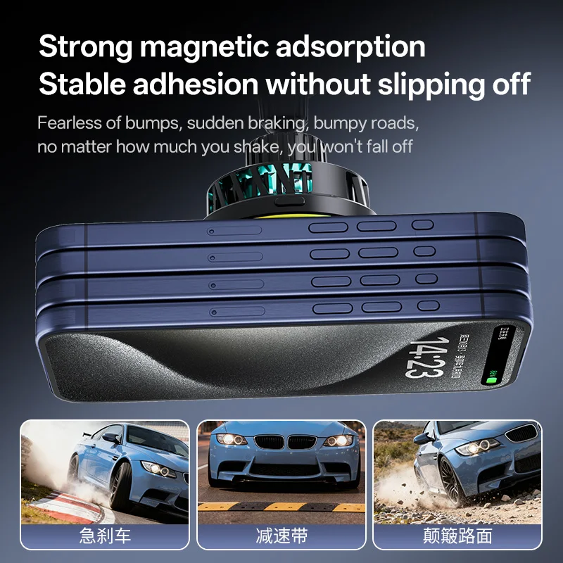 Car RGB Light & Cooler & 15W Magnetic Wireless Charger Stand For Magsafe iPhone 17 16 15 14 13 12 Pro Max Fast Charging Station
