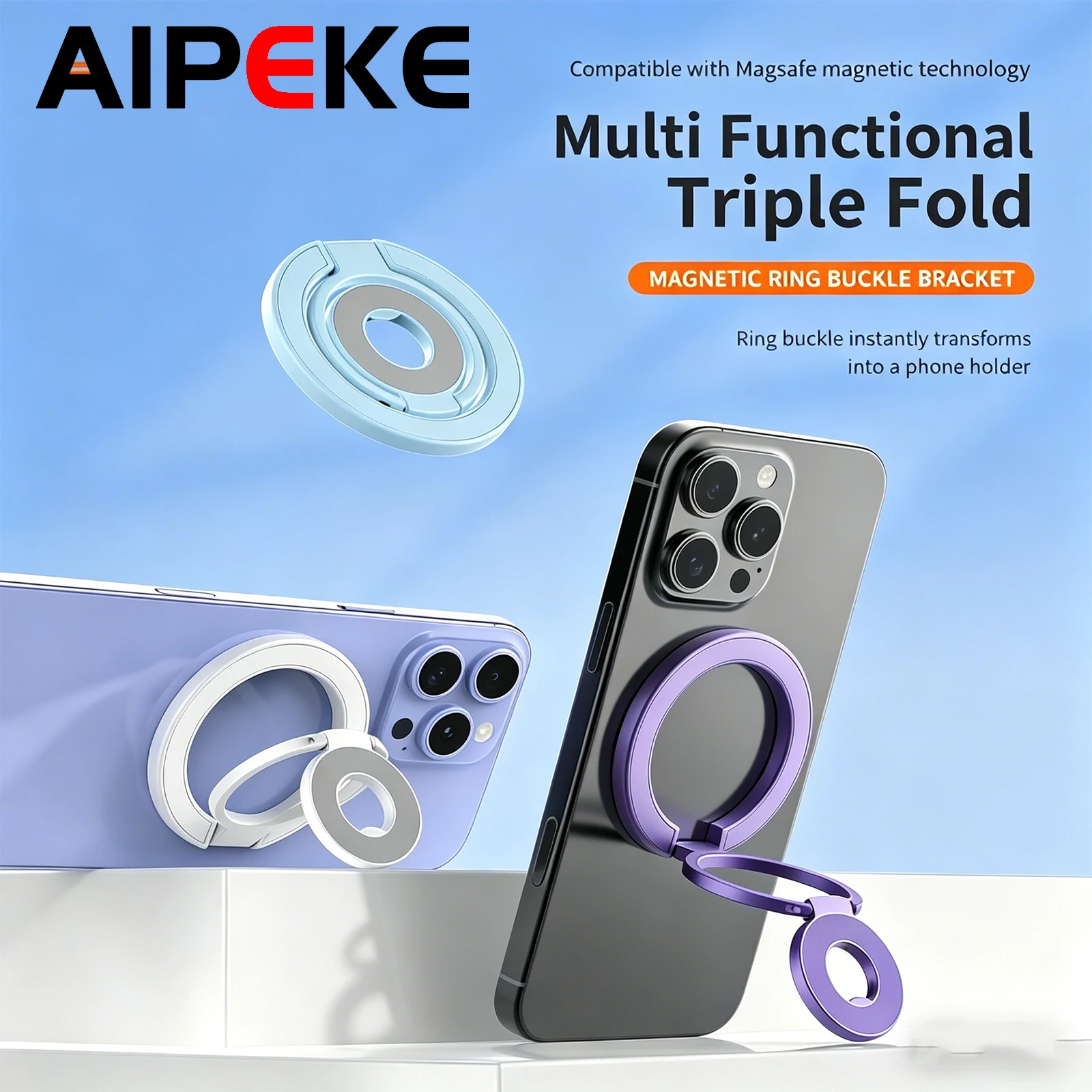 Magnetic Ring Phone Holder and Stand with Grip