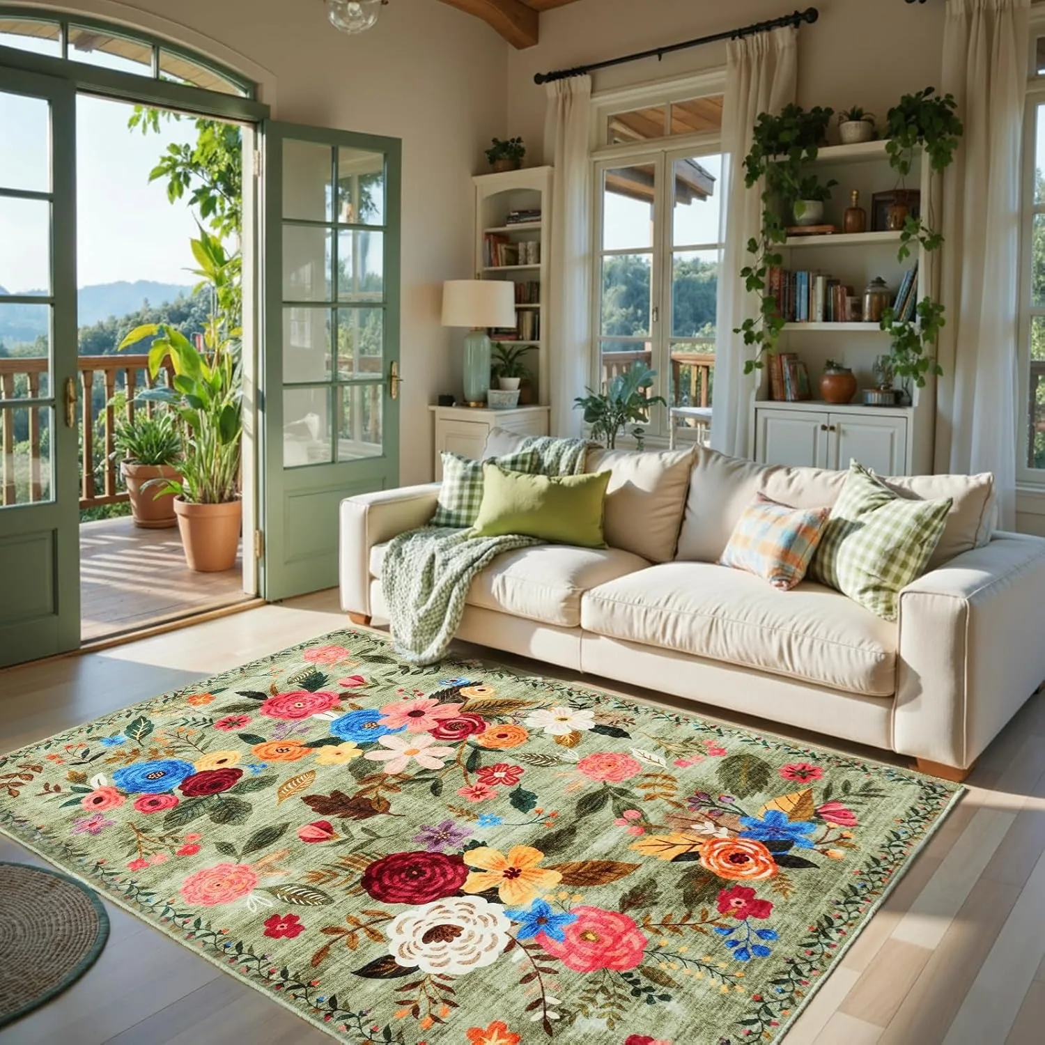 Pink Living Room Carpet Machine Washable Non-slip Wear-resistant Bedroom Rug Floral Print Cloakroom Plush Mats 러그 Ковер Alfombra