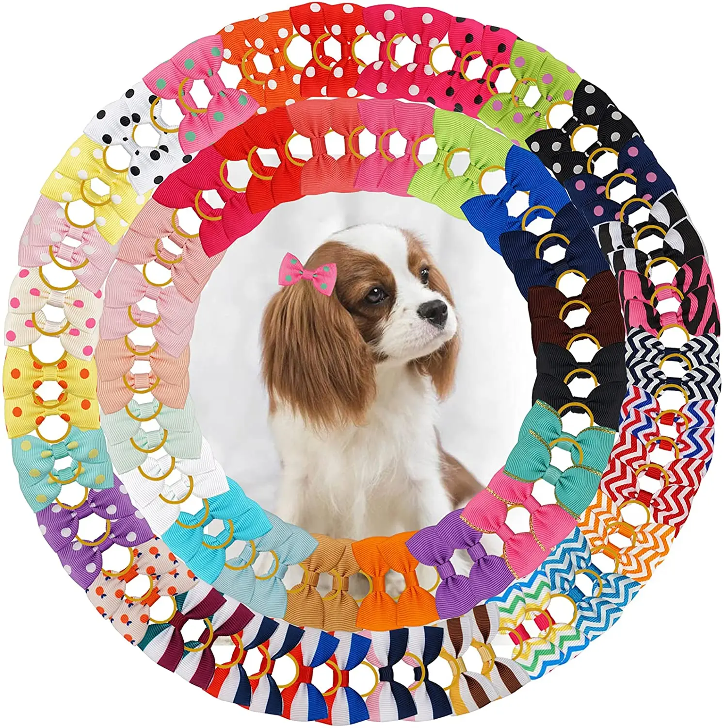 Dog Hair Bows Rubber Bands Dog Bows Pet Hair Accessories Hair Bows