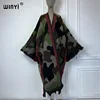 WINYI camouflage colour African women winter kimono long sleeve OverCoat abaya dubai luxury Open Front Long Cardigan party dress 5