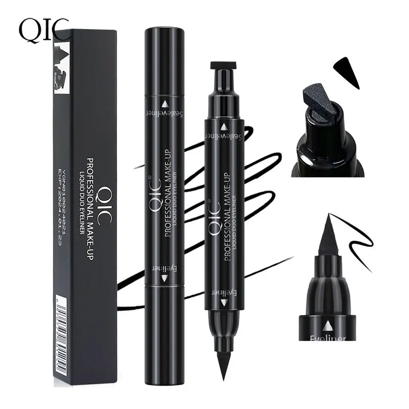 

2 In1 Winged Stamp Liquid Eyeliner Pencil Waterproof Fast Dry Double-Ended Black Seal Eye Liner Pen Make Up For Women Cosmetics