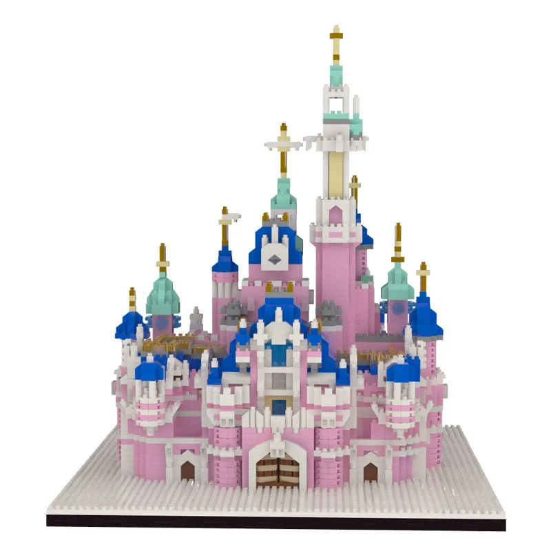Disney Architecture Amusement Park Building Blocks Pink Castle 3D Model DIY Mini Diamond Blocks Bricks Toys for Children 12 S0a7db5dc162e4bca906f752524f21171d