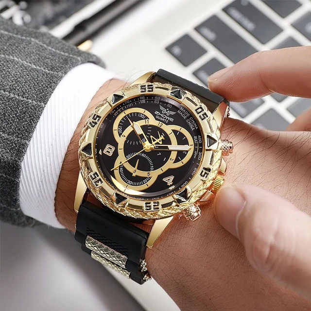 Montre-bracelet à quartz analogique pour homme, bracelet en silicone, montres de sport, mode 1