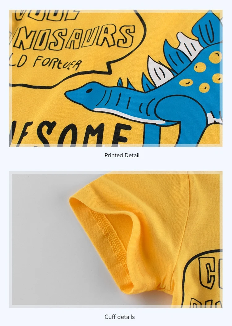 2024 Kids Shirts Dinosaur Printed Cartoon T Shirt for Boys Summer Animal Printing Boy T Shirt Tops Tees Children Clothes
