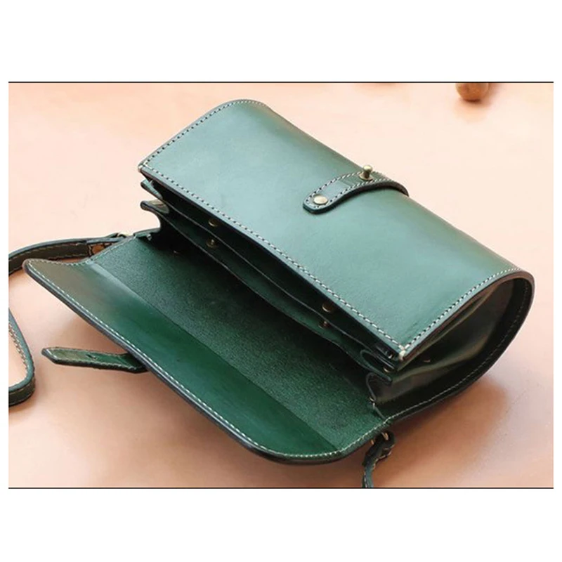 Sewing DIY Shoulder Messenger Bag Pattern Kraft Paper Leather Sewing Cylinder Bag Template Craf 23x10.5CM