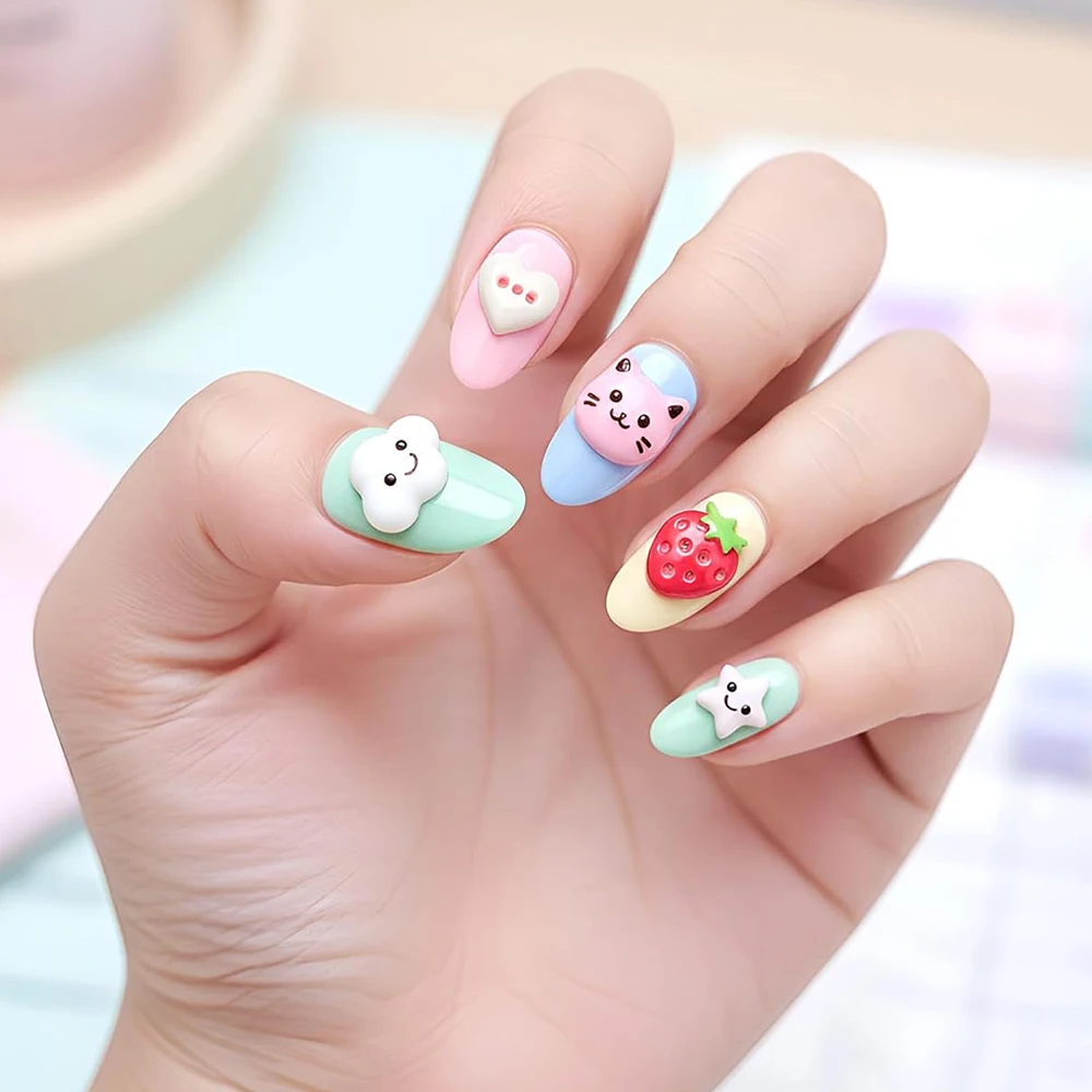 3D Silicone Gel Nail Art Molds Lovely Animals Stars Shapes DIY Resin Button Charms Nail Art Decoration Manicure Tool Supplies 3
