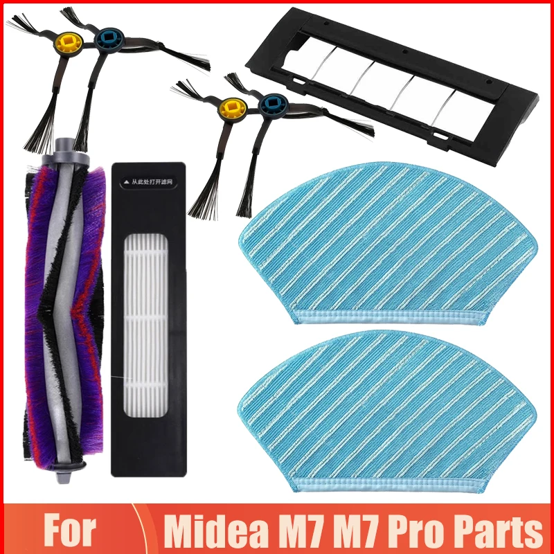 Mop Panno Stracci Parti Per Midea M7 / M7 Pro / M7 Max S8 Aspirapolvere Rullo Spazzola Copertura Filtro Hepa Sostituzione Spazzola Laterale