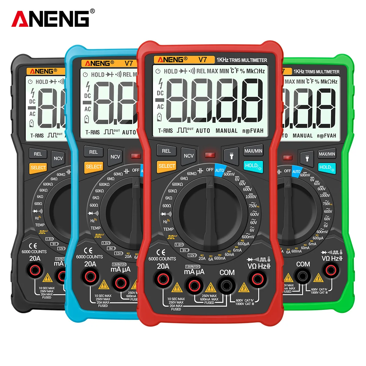 Black V7 Digital Multimeter 6000 Counts Avometer Transistor Capacitor Tester Multimetro Digital Profissional LCR Meter Multimetr Black V7 Digital Multimeter 6000 Counts Avometer Transistor Capacitor Tester Multimetro Digital Profissional LCR Meter Multimetr
