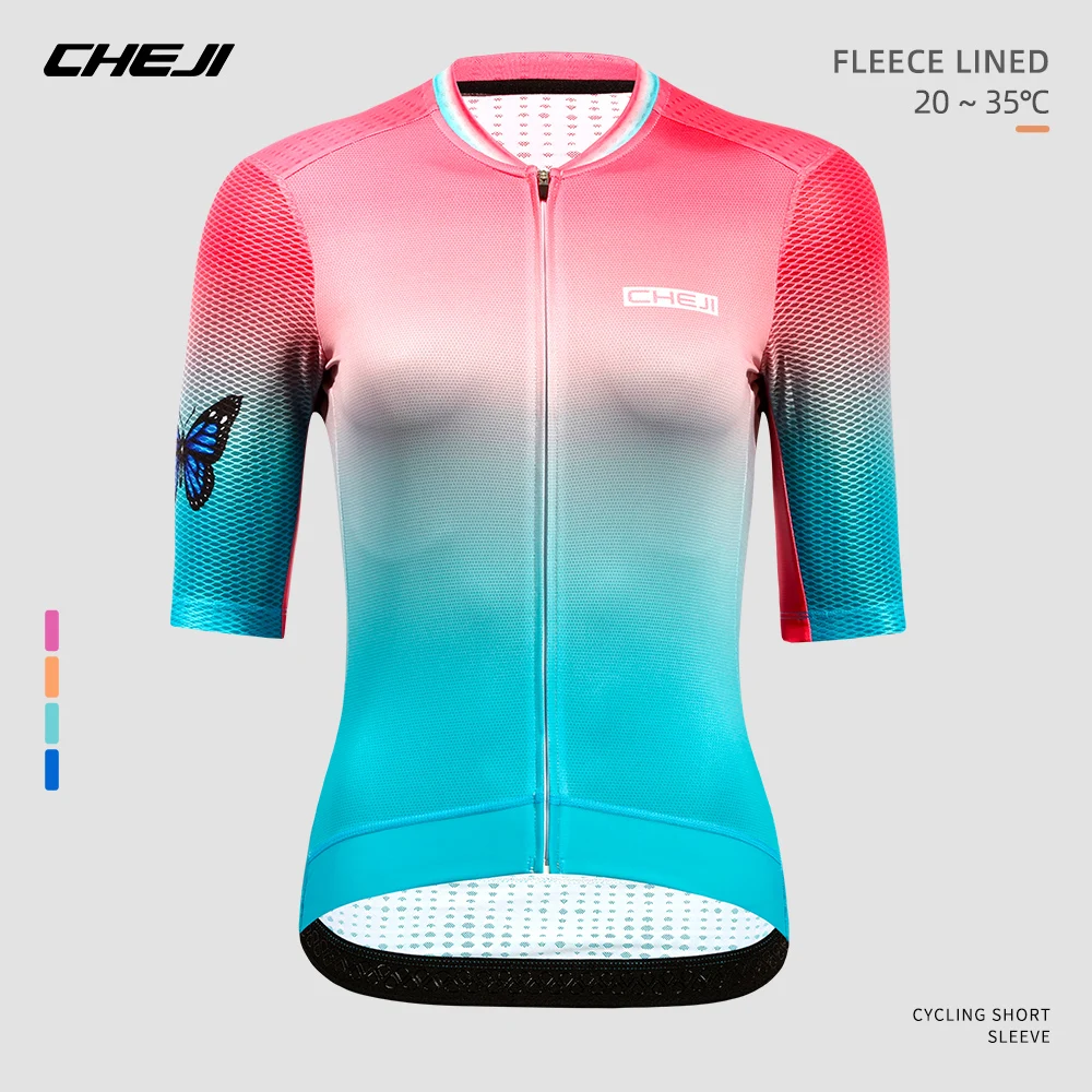 CHEJI Women cycling jersey, summer cycling shirt, sport shirt, short-sleeved clothing for bicycles
