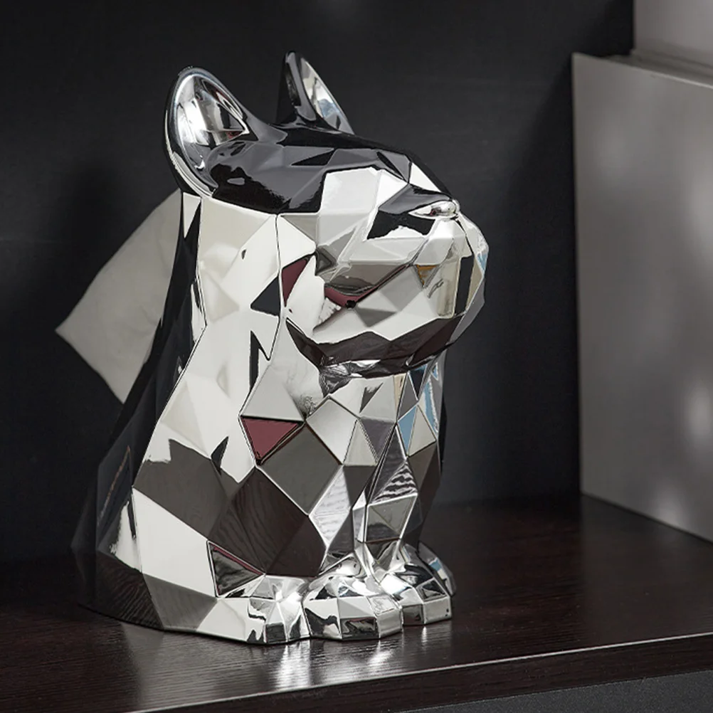

Animal Tissue Box Cover Creative French Bulldog Shaped Paper Holder Napkin Box Modern Geometric Dog Statue Facial
