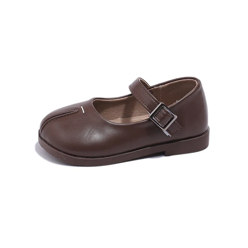 New Children Leather Shoes for Girls Shoes Kids Soft Bottom Anti-skid Outside Walking Shoes Split Toe Prom Party Footwear 5