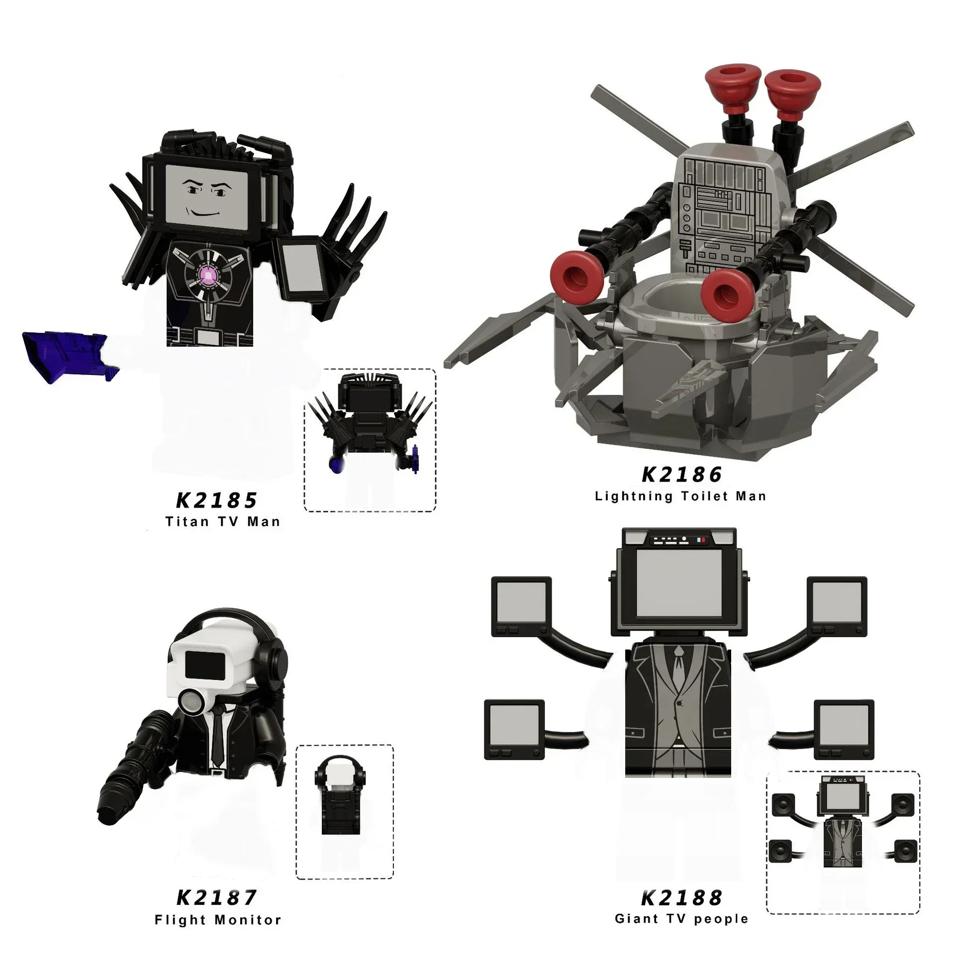 New Mini Skibidi Toilet Man Figure Anime Block Toys TvMan Plus Titan Cameraman Speakerman Bricks Model Toy Kid Birthday Gifts 5