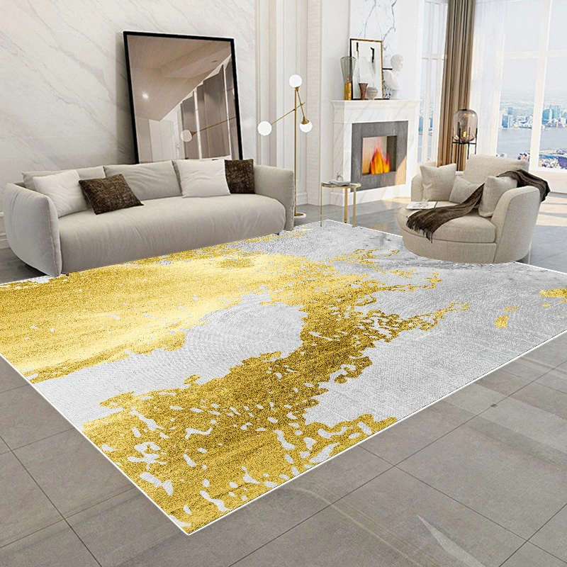 

Golden Carpet Abstract Luxury Soft Area Rugs Living Room Kids Bedroom Decoration Home Non-slip Room Entrance Door Mat Bedside