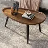 LUVODI Irregular Living Room Coffee Table Set Small Drop-shaped Solid Wooden Sofa Side End Table 2-in1 with Triangle Legs 3