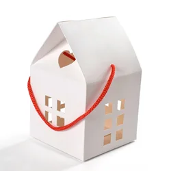 Charming Christmas House Candy Gift Boxes - Festive Party & Wedding Favor Packaging for 100pcs (White)