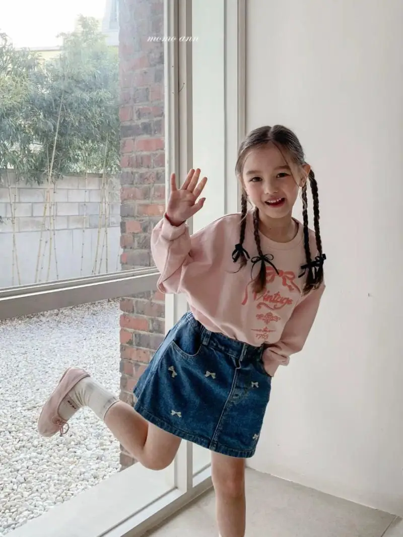 Korean Children's Clothing Styles Skirt Spring Summer Embroidered Bow Washed Denim 2-9Y
