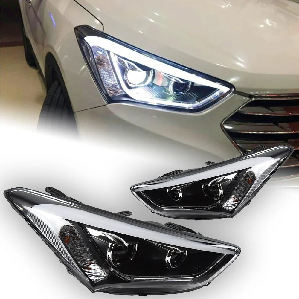 현대 IX45 LED 헤드라이트 2013-2016 자동차 시그널 헤드 램프 프로젝터 렌즈 DRL 산타페 헤드라이트 업그레이드 자동차 액세서리