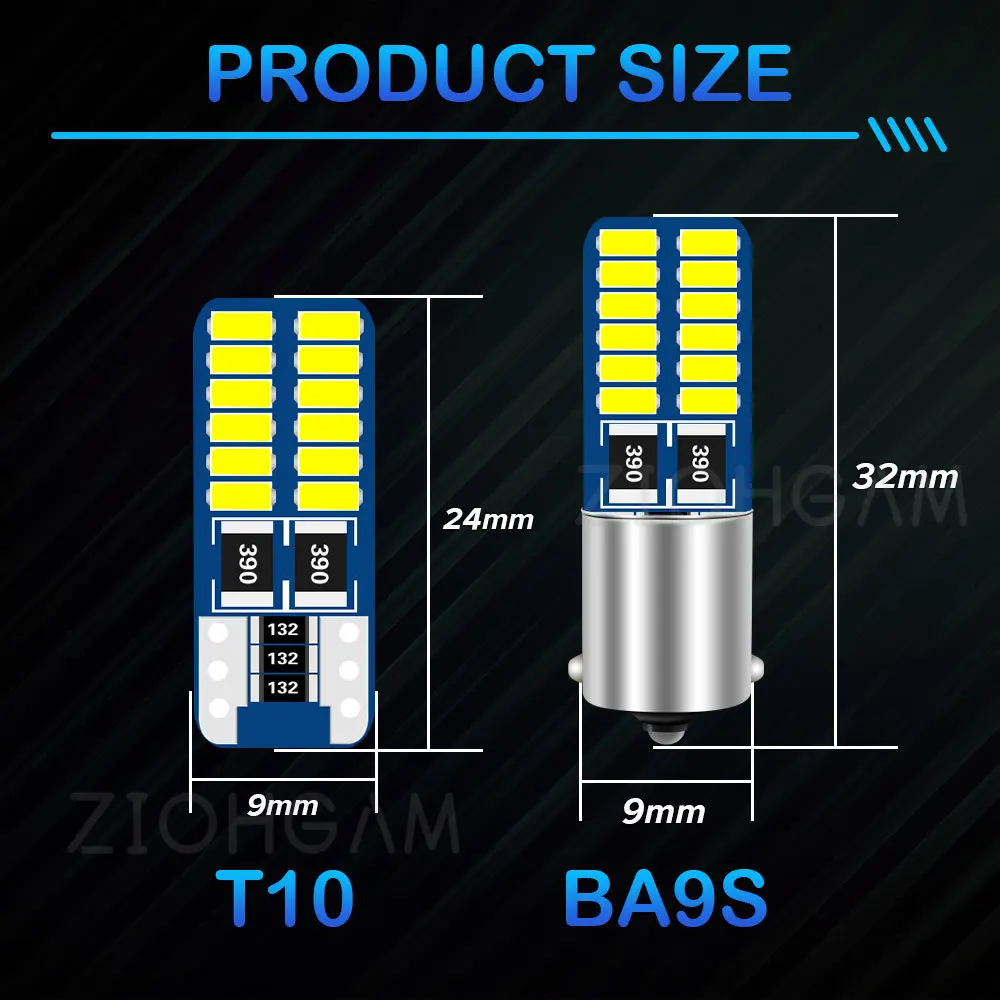 ZIOHGAM 1PC T10 C5W W5W 12V 24V Festoon BA9S C10W WY5W T4W SV8.5 28 31 36 39 41 MM Interior Led Bulb Signal Lamp Light Truck Car