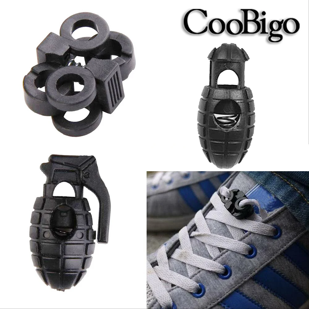 Plastic Cord Lock Stopper Toggle Clip Spring Rope Clamp Clasp Shoelace Sportswear Backpack DIY Craft Accessories Black 50pcs