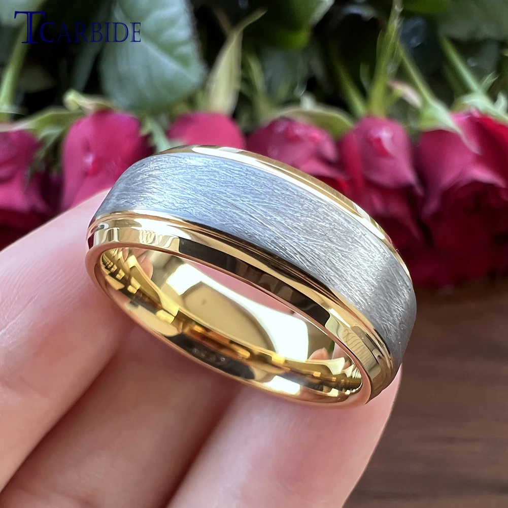 Yellow Gold Tungsten Wedding Ringyellow Gold Tungsten 