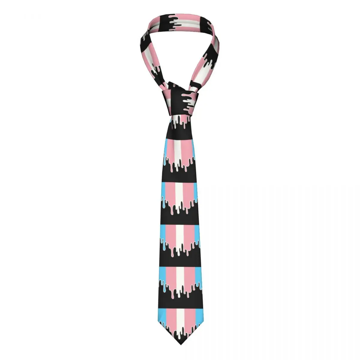 

Fashion Trans Pride Flag Drip Ties for Office Custom Men Transgender LGBT Neckties