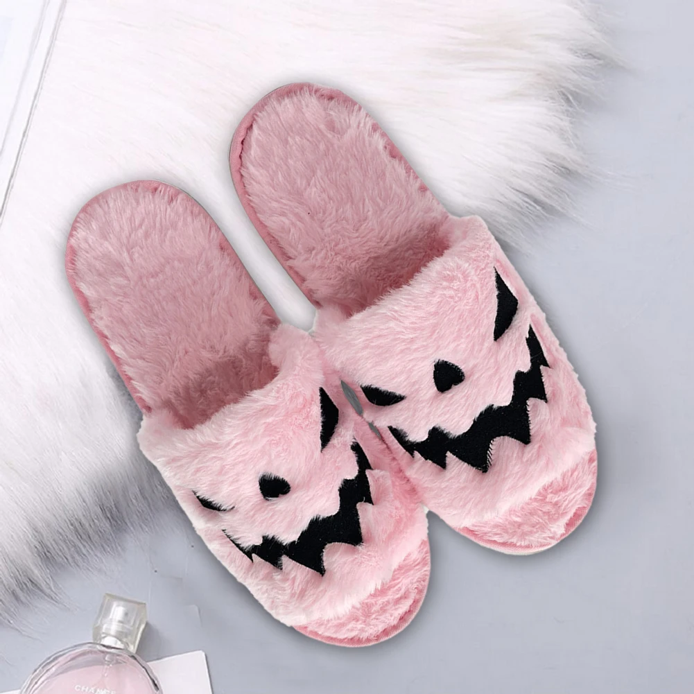 Halloween Spooky Slides Anti Slip Pumpkin Slippers Slip On Plush Slippers EVA Sole Household for Home Indoor
