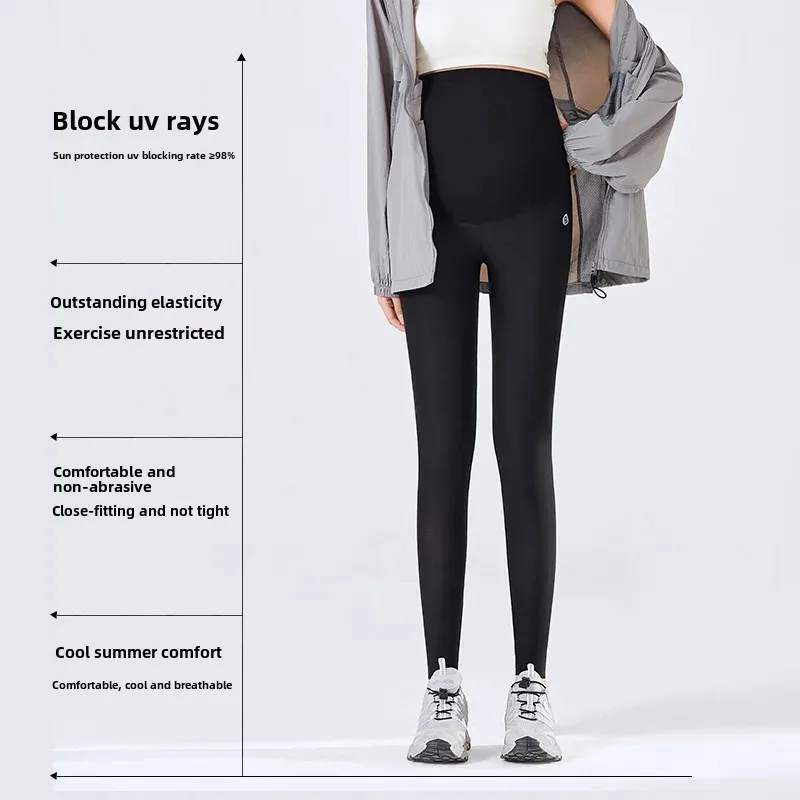 High Waist Maternity Leggings Thin High Elasticity Summer Spring Outerwear Shark Pregnant Women Pants Comfortable Bump Support