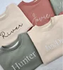 Embroidered Name Newborn Baby Girl Boy Solid Color Cotton Romper Infant Toddler Long Sleeve Jumpsuit Spring Hoodie Baby Clothes 4