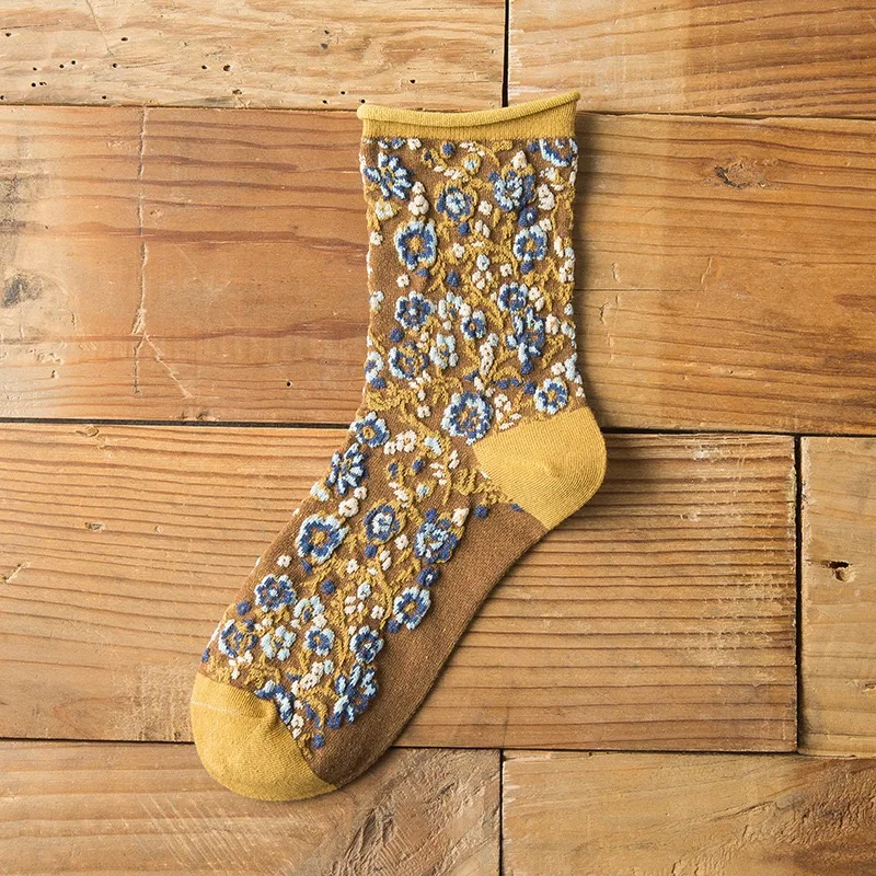 Mode Harajuku Retro Frau Floral Vintage Socken Neuheit Ethnische Druck Kawaii Nette Baumwolle Casual Atmungsaktive Damen Mädchen Lustig – Detail 22