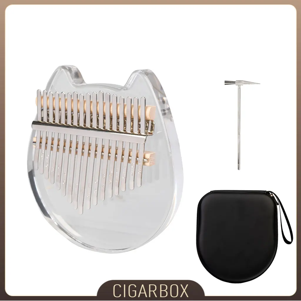 

Portable Kalimba 17 Keys Thumb Piano Acrylic Thumb Piano Bear Style Kalimba With Thumb Piano Tune Hammer Cat Shape PU Case SET