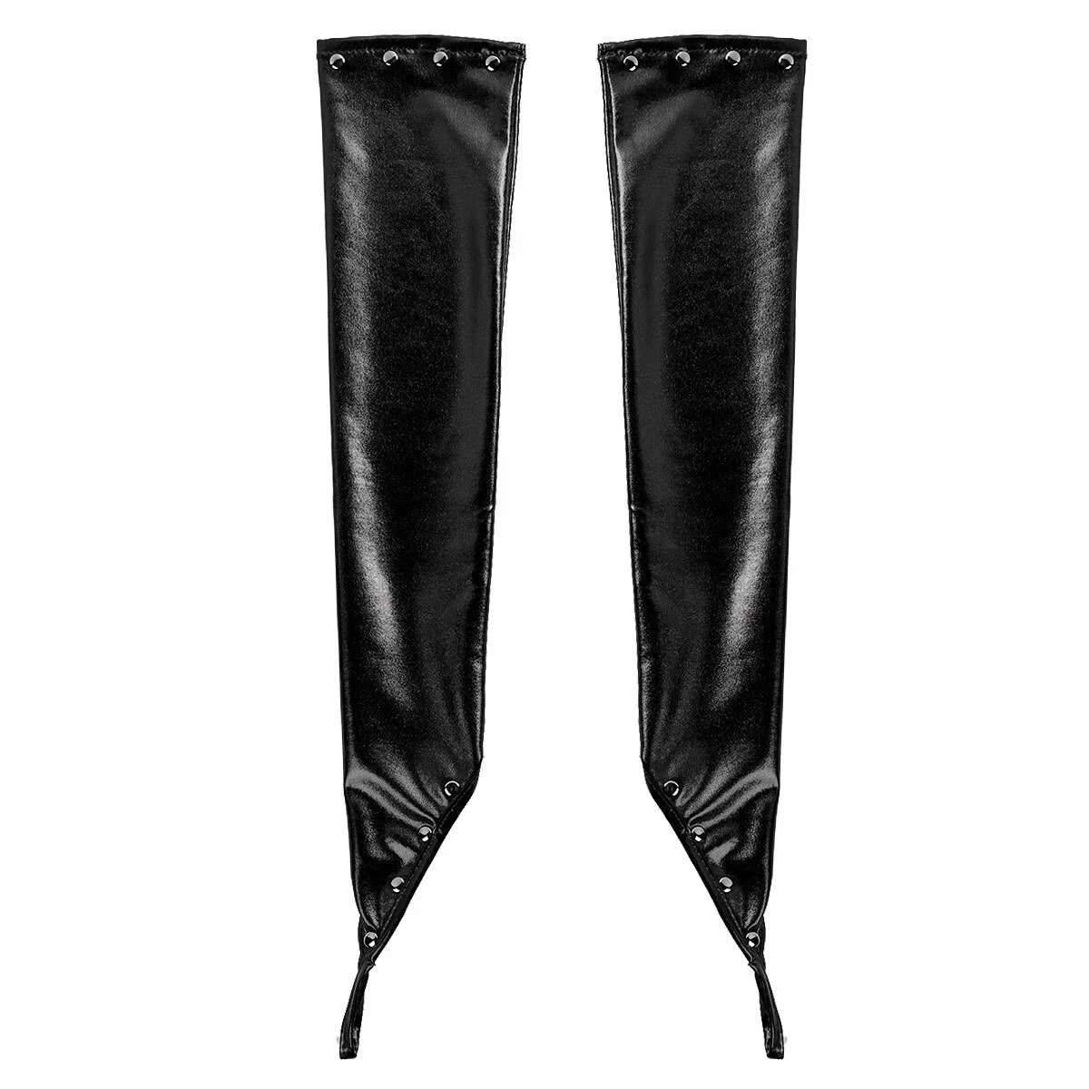 Women's Latex Fingerless Gloves with Rivets for Night Club Dancewear