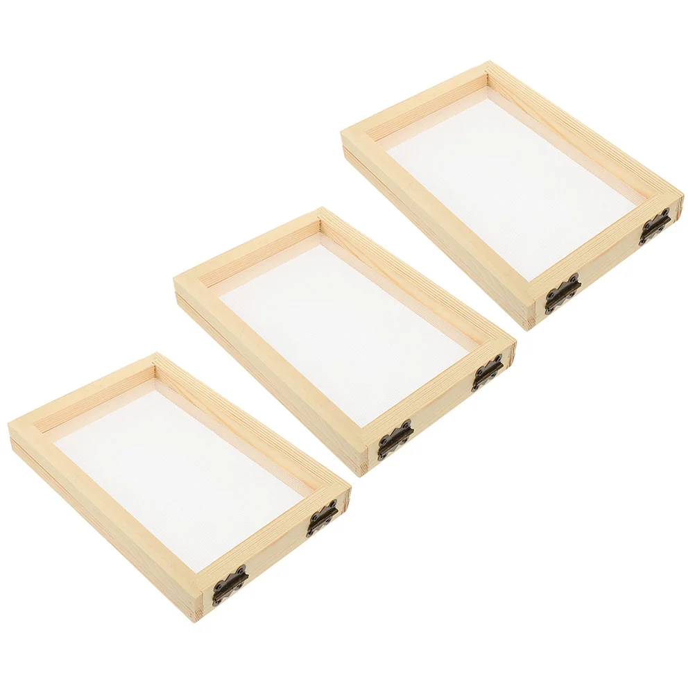

3 Pcs Picture Frames Paper Wooden Handmade Craft Children Science Toy Handicraft DIY Student