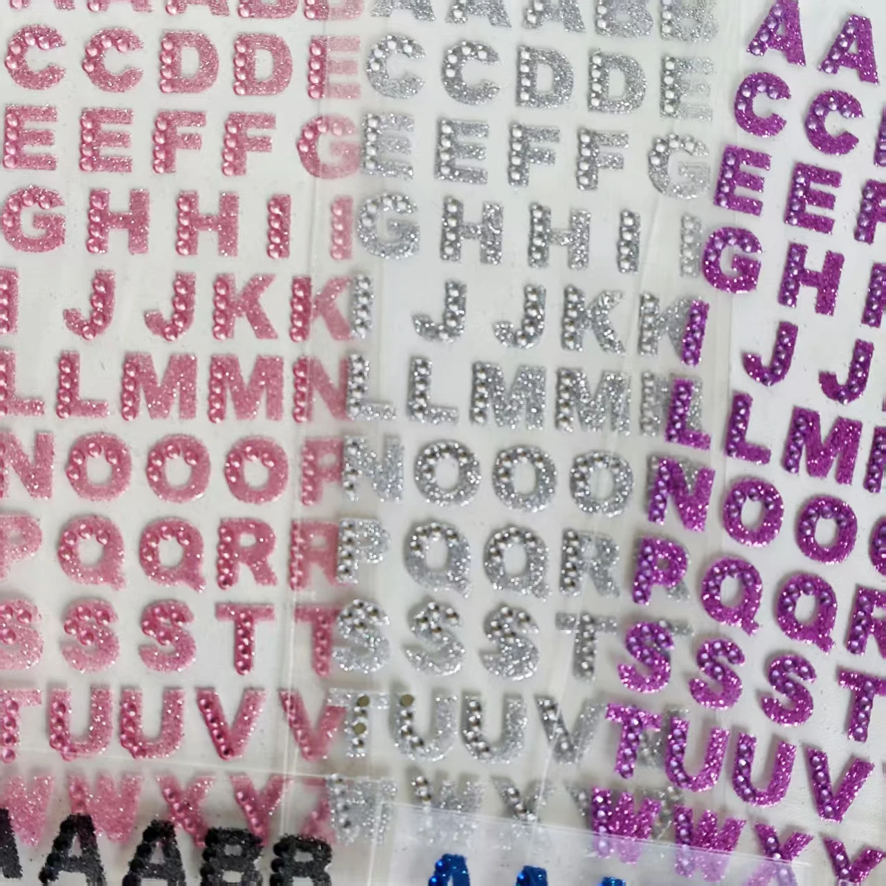 9색 영어 문자 글리터 다이아몬드 스티커, 다양한 색상의 3D 다이아몬드 반짝이 스티커, 수제 장식, DIY 어린이 문구 장식에 적합