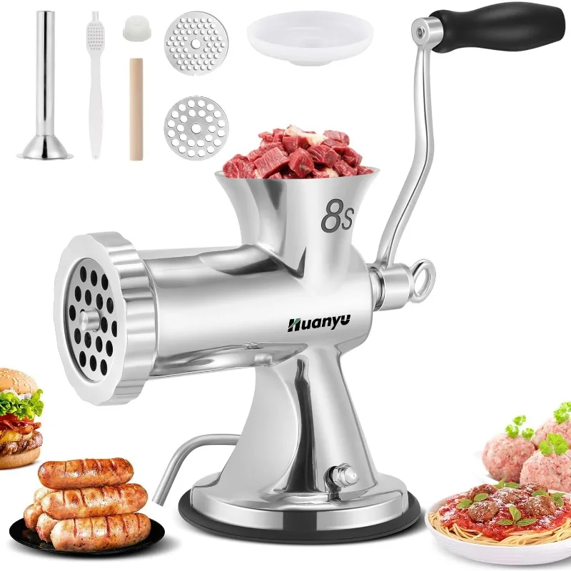 

Manual Meat Grinder Sausage Stuffer Filler Hand Crank Mincer Stainless Steel Meat Processor Grinding Machine Dishwasher Safe