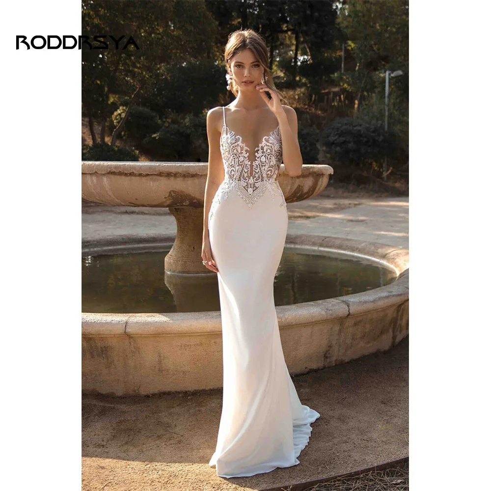 

Spaghetti Straps Appliques Mermaid Wedding Dresse For Women 2023 Boho Lace Beach Charming Bride Gowns Robe De Mariée Custom Made