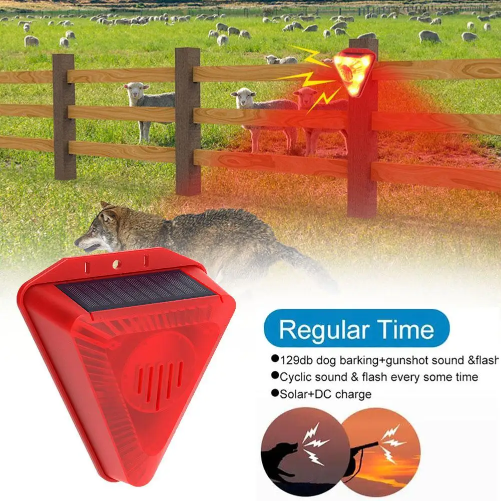 Solar Alarm Light IP65 Waterproof Motion Sensor Alarm Lamp Outdoor Garden Dog Barking Gunshots Security Lamp For Farms