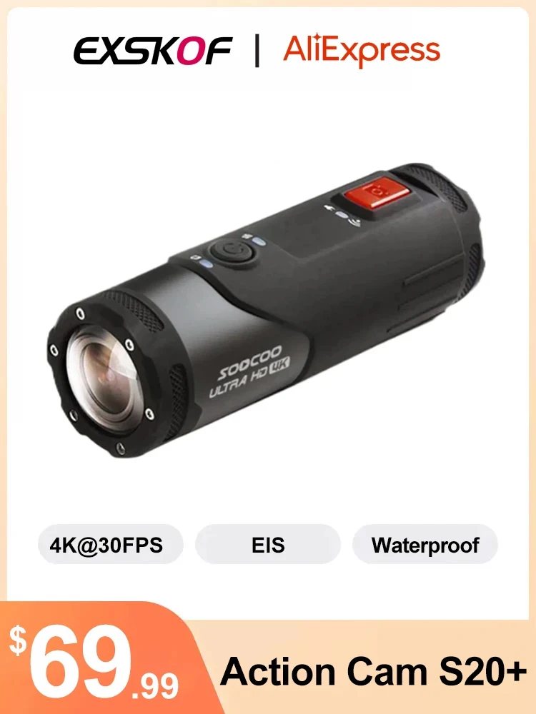 

4K Action Camera EXSKOF S20+ 4K 30fps Wifi MP4 EIS Motorcycle Bicycle Helmet 170 Degree Angle Waterproof Cam Sport Video Cameras