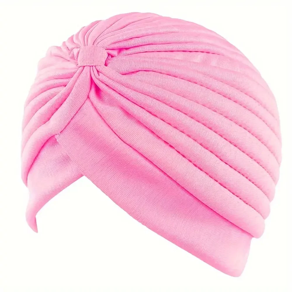 Turban Hats Solid Color Elastic Head Wraps Ramadan Beanies Chemo Cap Headscarf For Women 4