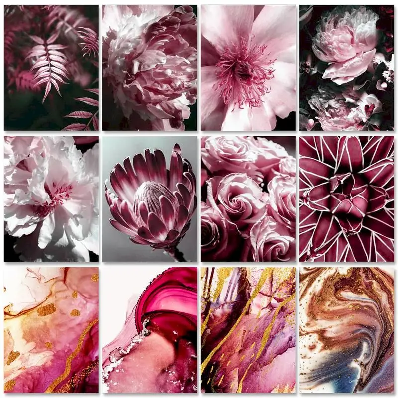 

Картина по номерам с красными цветами на заказ