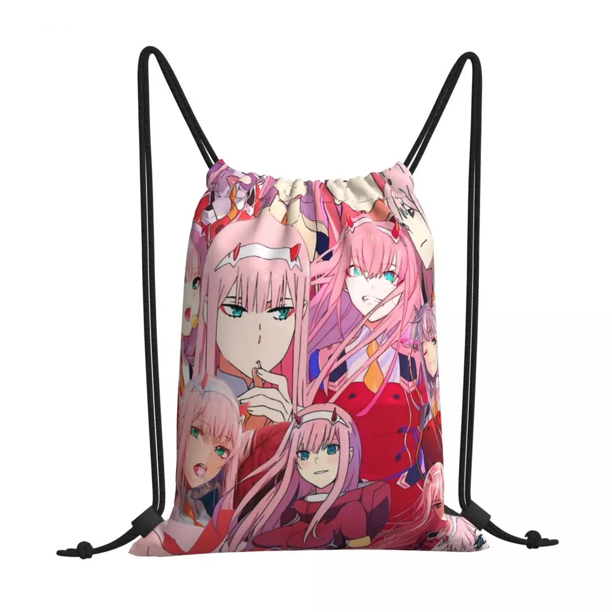 

Zero Two Collage Kawaii Drawstring Bags Sports Shoe Teen Portable Rucksack Pouch