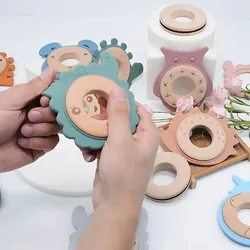 Anneau de dentition en Silicone pour bébé, nouveau, fait sur mesure, anneau en bois, cadeau pour bébé 