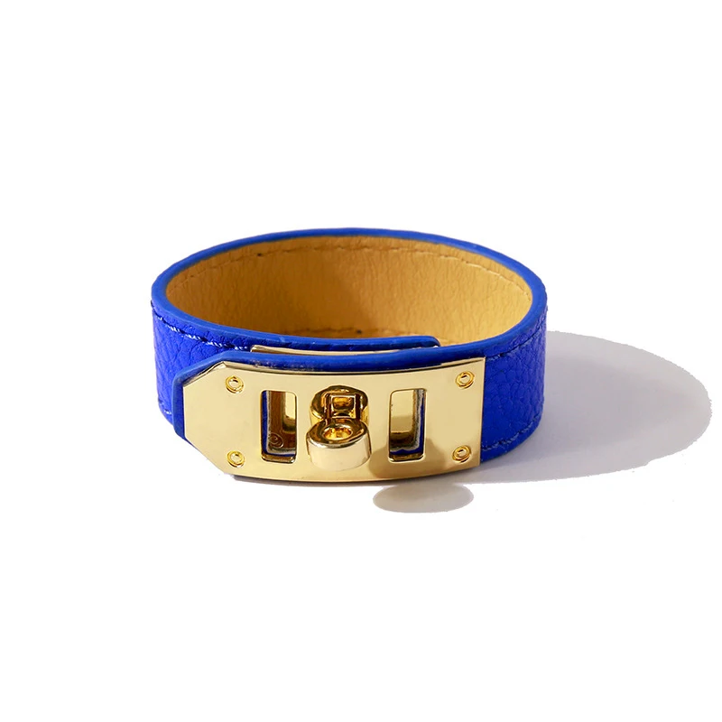 Leather Bracelet 10 Colors Single Layer Gold Plated Rotating Buckle Steel PU For Women Jewelry