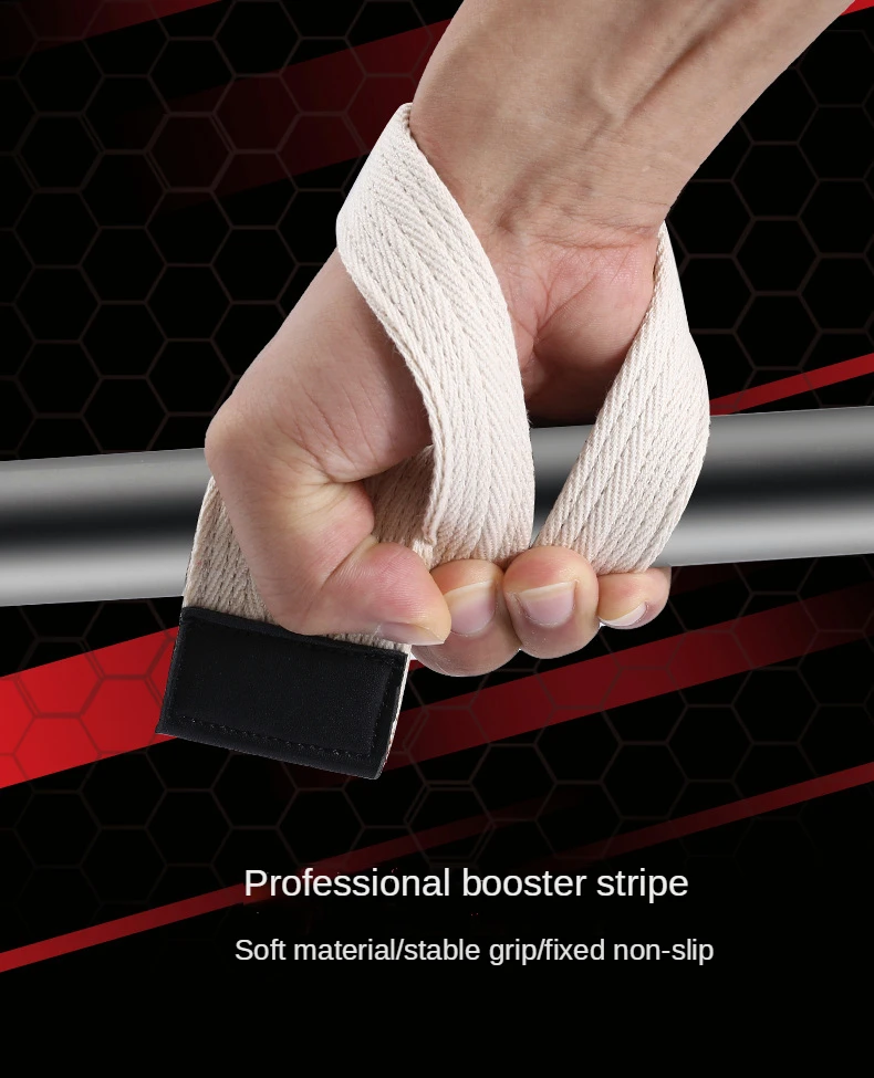 Description Picture 6 of item1Pair Gym Lifting Straps Weight Lifting Wrist Weight Belt Body Building Gloves for Women Men Fitness Crossfit Barbells Power